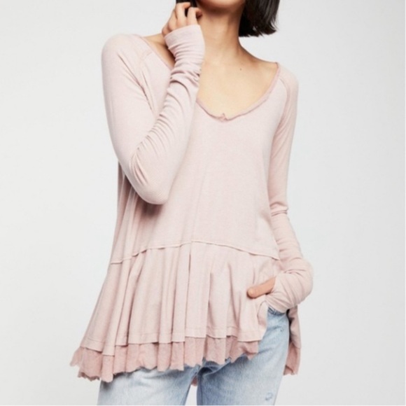 Free People Tops - Free People Tangerine Long Sleeve Tee Blouse Mauve Size Medium